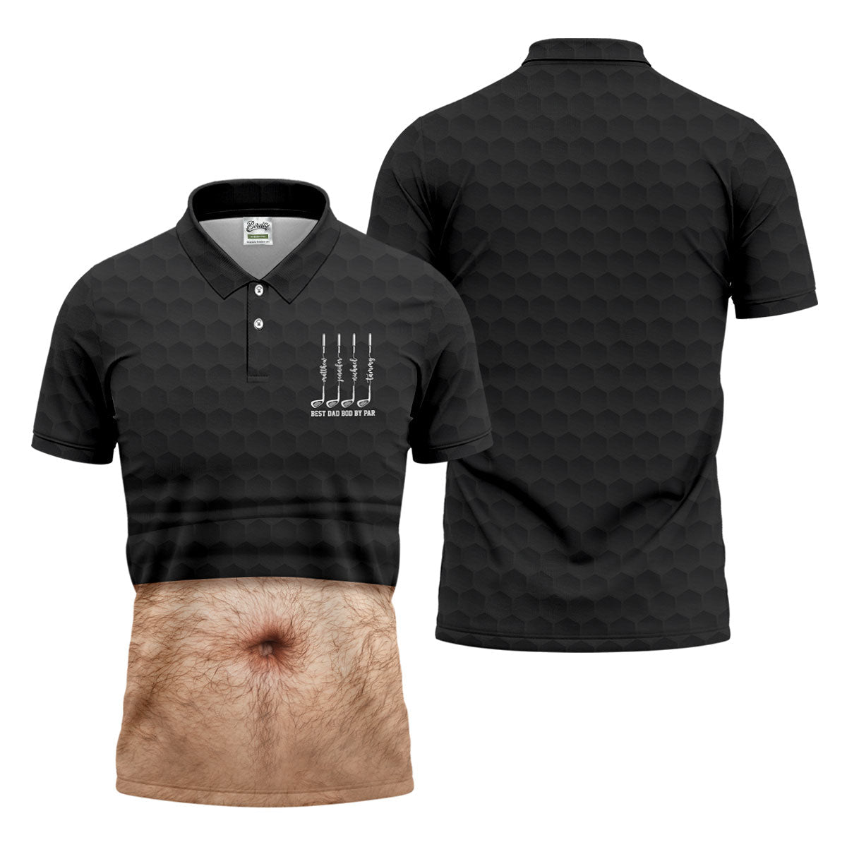 Best Dad Bod By Par Black Men's Funny Golf Polo Shirtr's Day Golf Shirt, Golf Gift For Dad