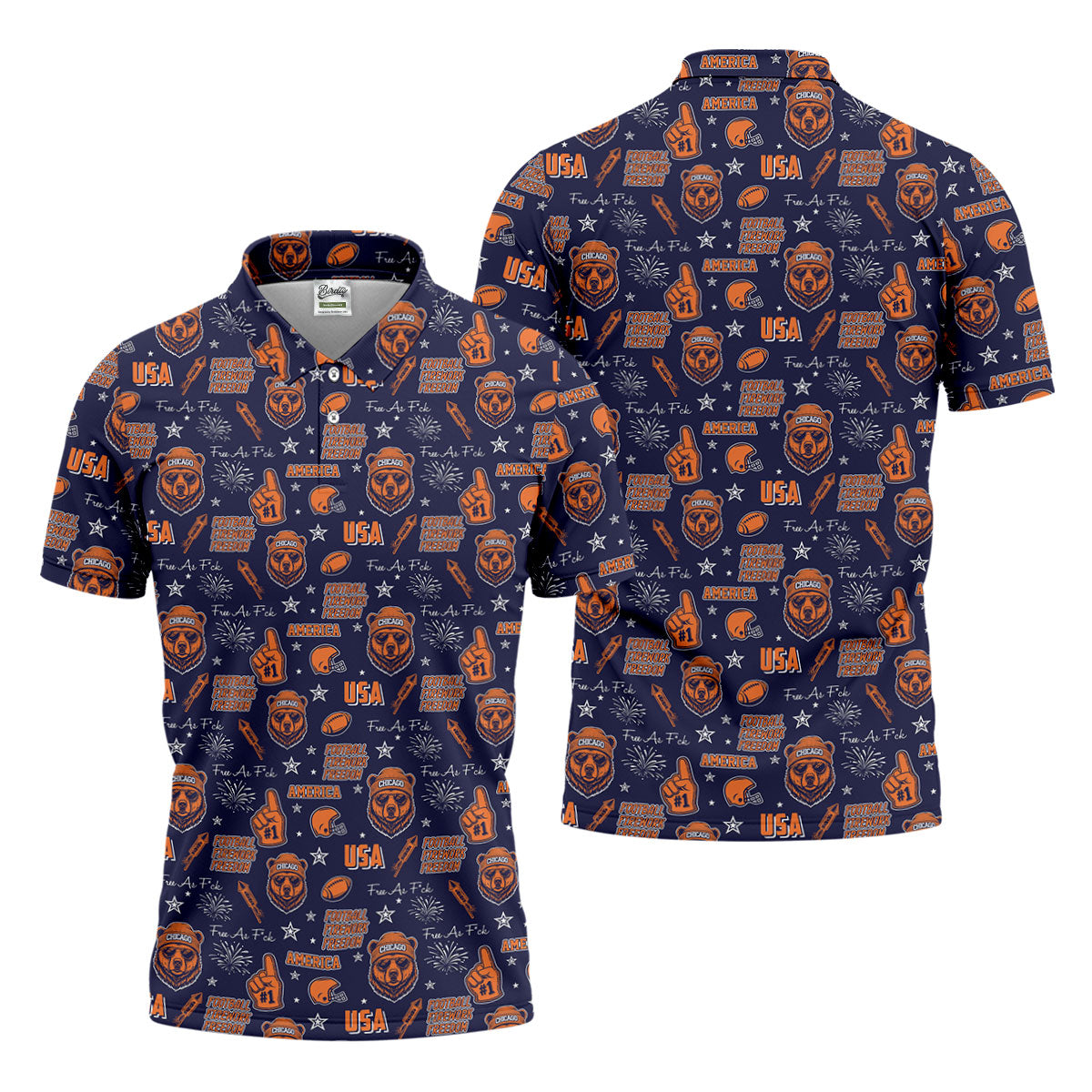 Cool Bear Beanie And Glasses Orange And Navy Blue Sport Polo, American Football League Gift Ideas For Football Fans