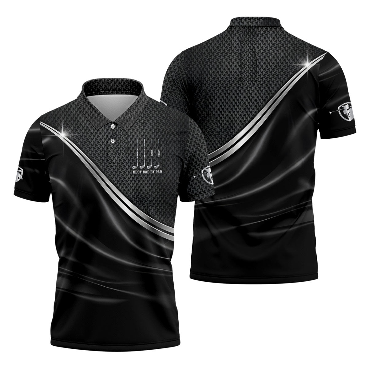 Best Dad By Par Black Houndstooth Father's Day Golf Shirt, Dad Golf Shirt, Golf Gift For Dad