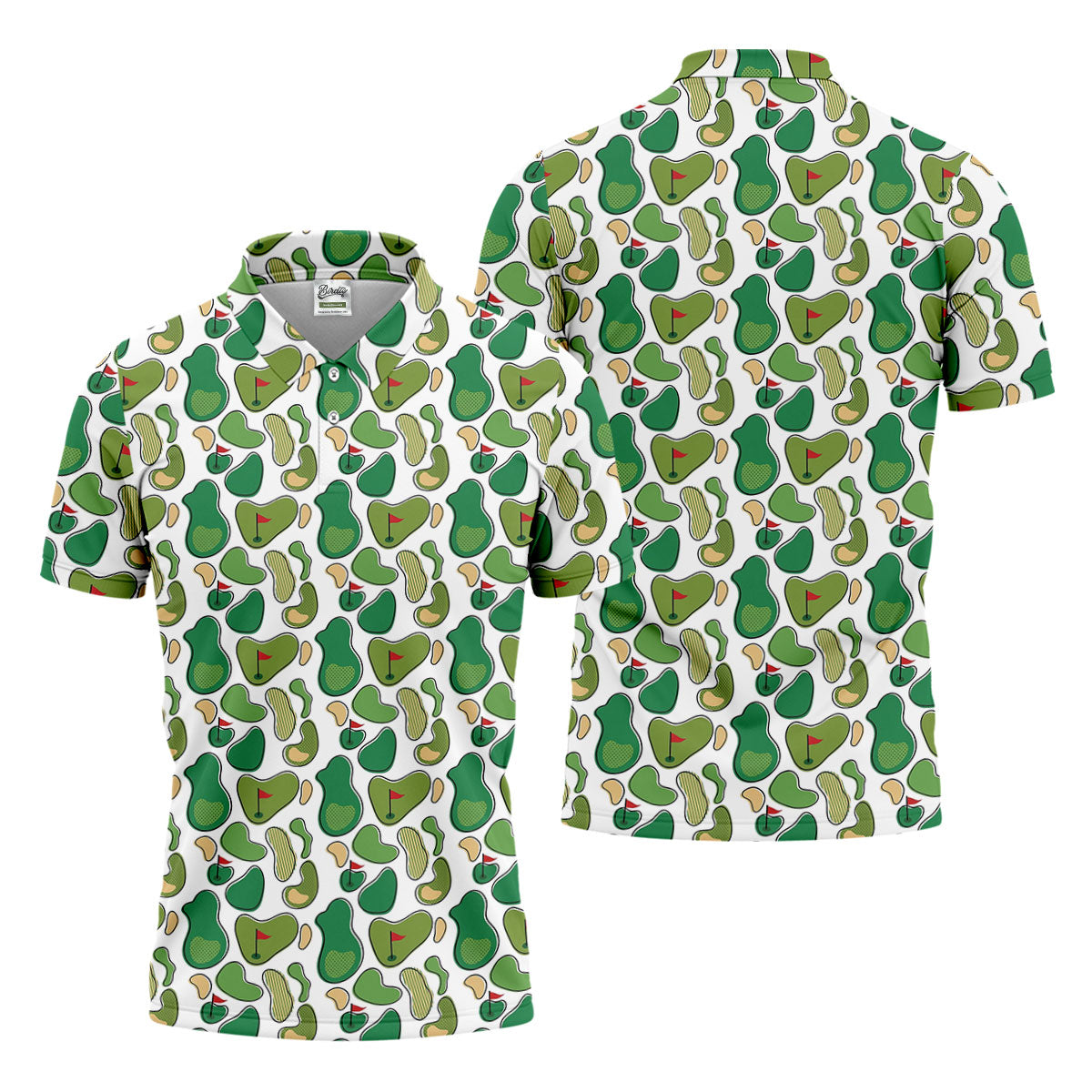 Mini Golf Course Seamless Pattern Men's Golf Polo Shirt Performance Golf Polos, Golf Shirts For Men