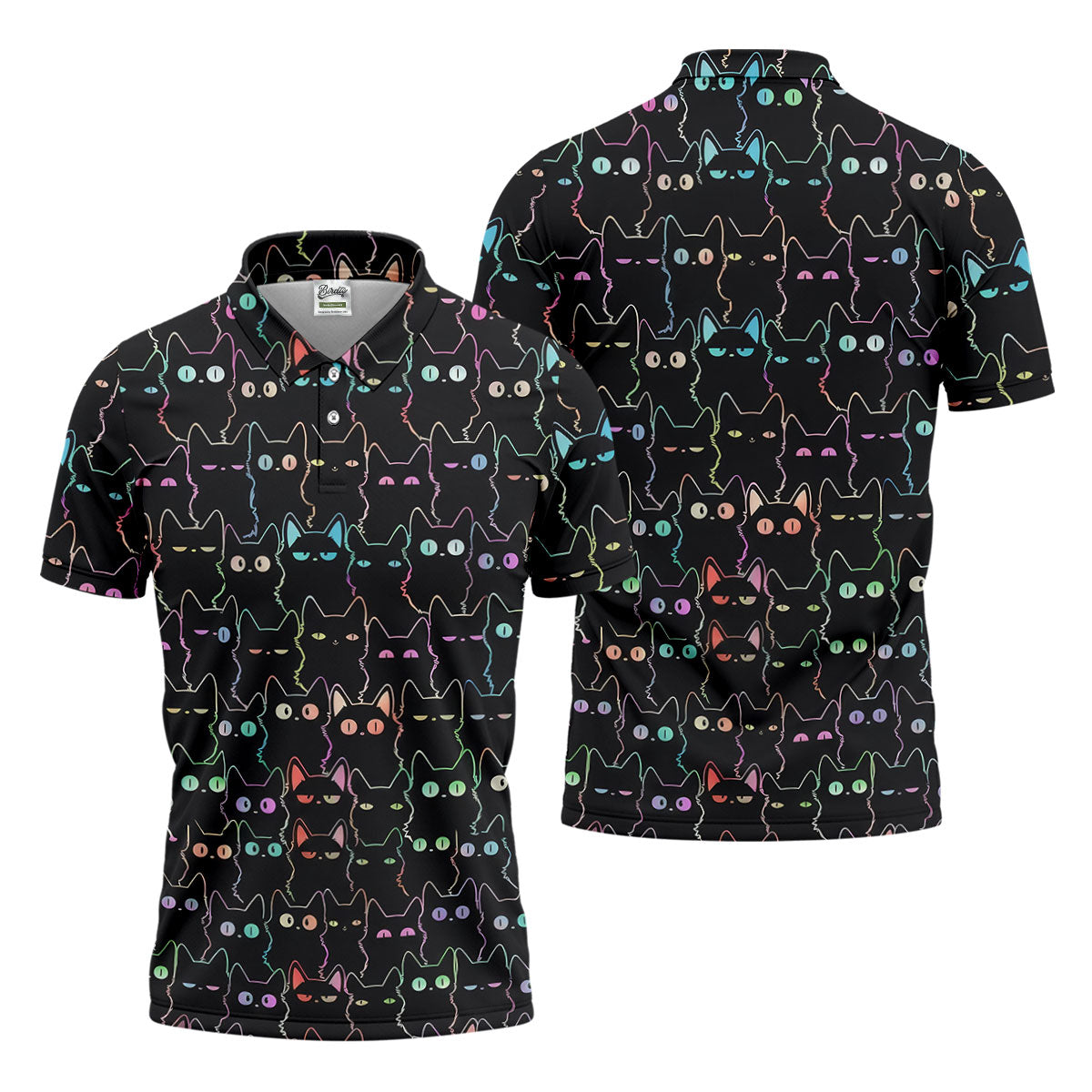 Neon Cat Funny Golf Shirt, Cute Golf Outfit, Polo ShirtFor Men, Golf Shirts For Men, Golf Gift For Men