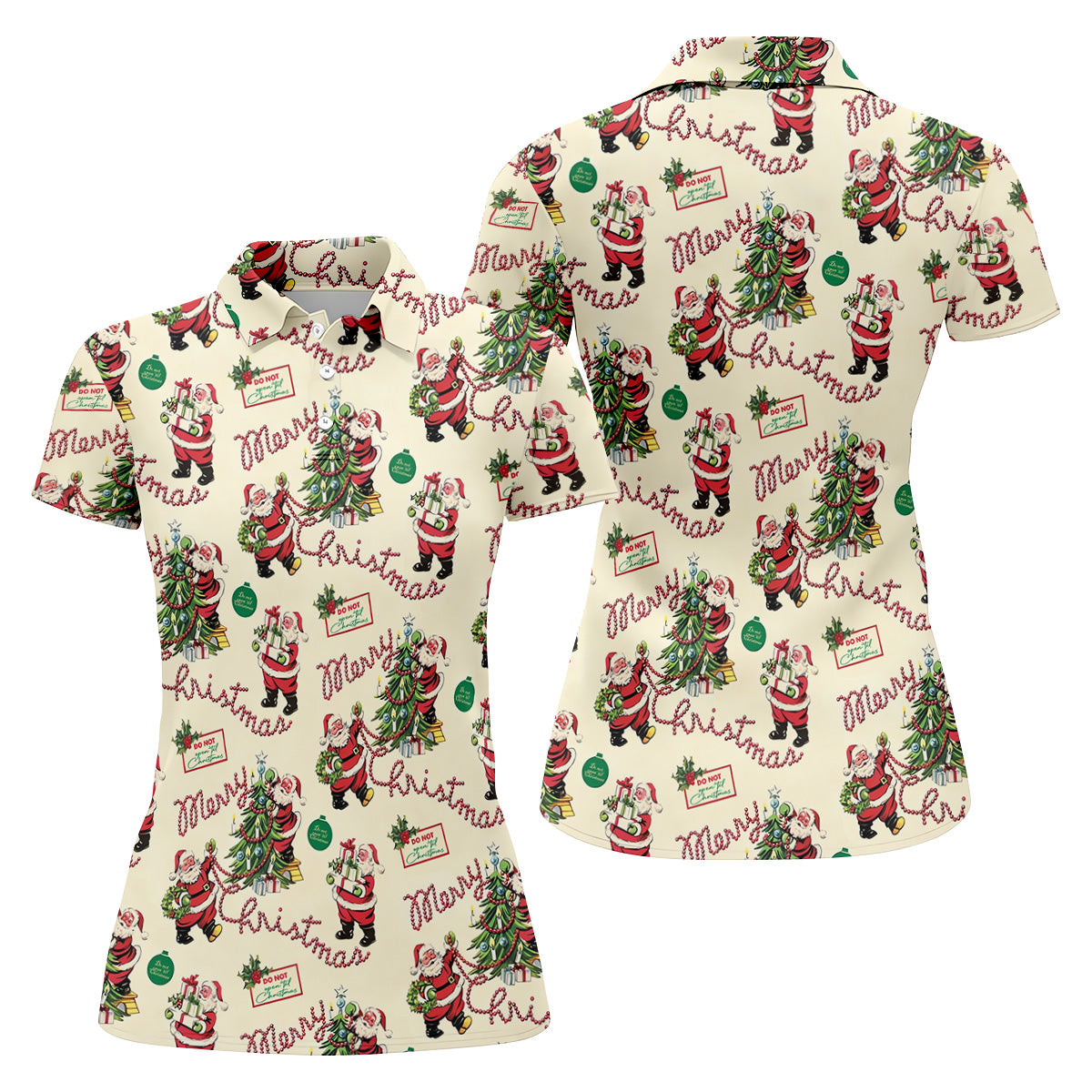 Merry Christmas Santa Womens Christmas Golf Shirt, Women Golf Top, Ladies Sleeveless Tops, Women's Golf Shirts