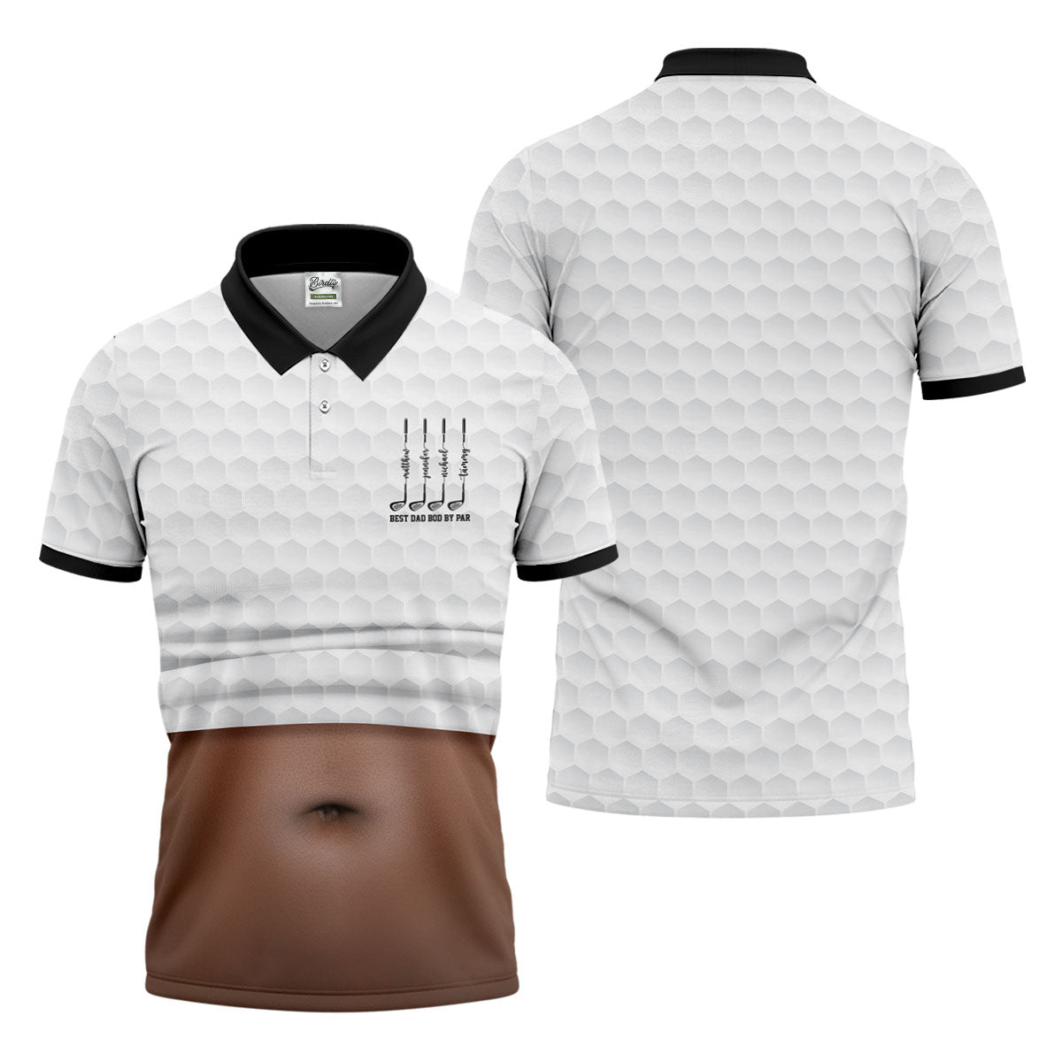 Best Dad Bod By Par White Men's Funny Golf Polo Shirtr's Day Golf Shirt, Golf Gift For Dad