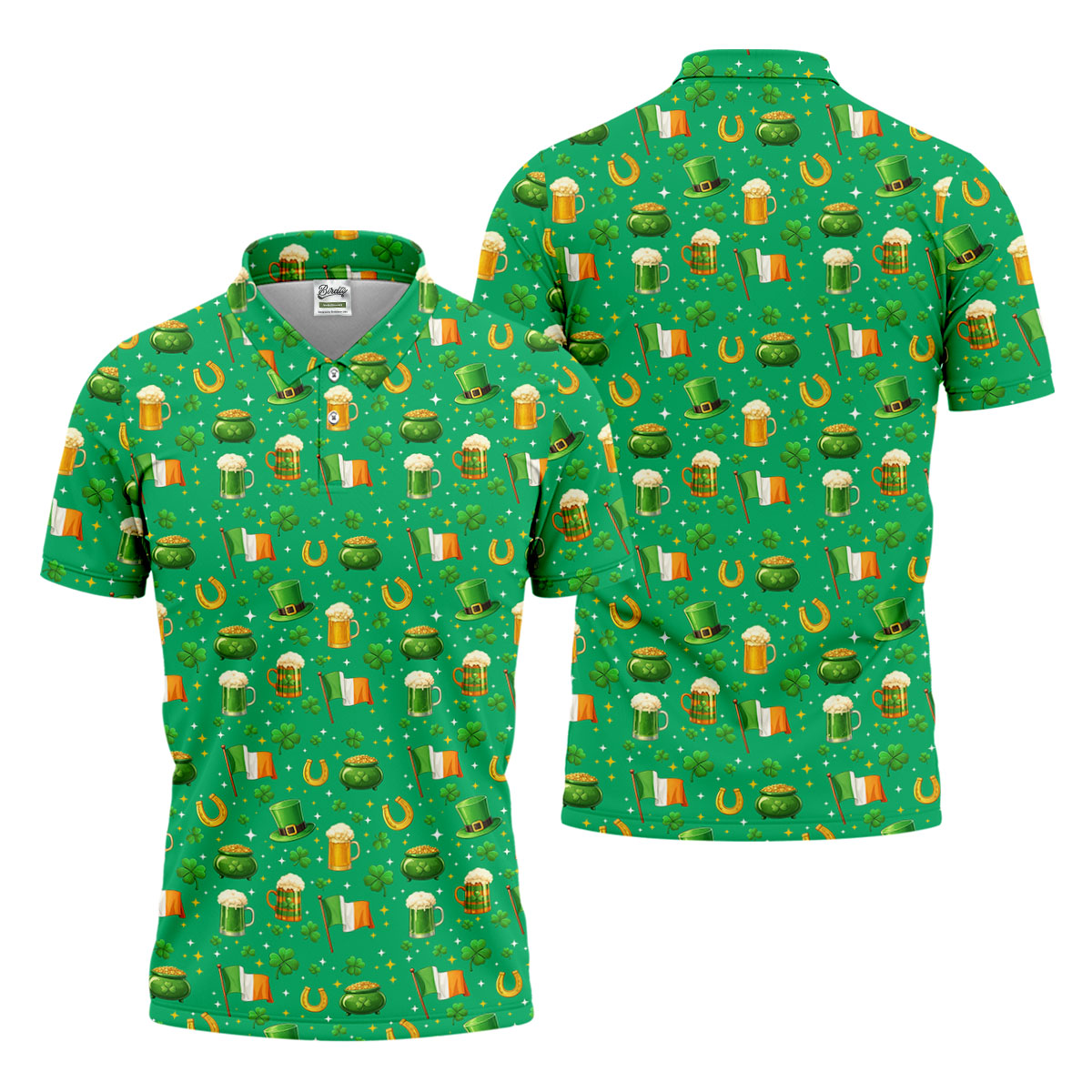 St Patrick's Day Pot Of Gold Leprechaun Hats Irish Flag Golf Tops For Men, Golf Gift For Men, Golf Shirts For Men