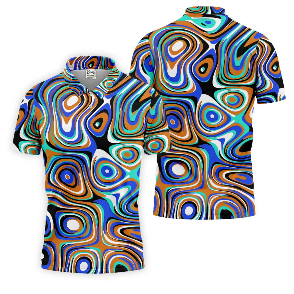 Blue And Orange Fluid Art Cool Golf Shirt, Golf Tops For Men, Golf Shirts For Men, Golf Gift For Men