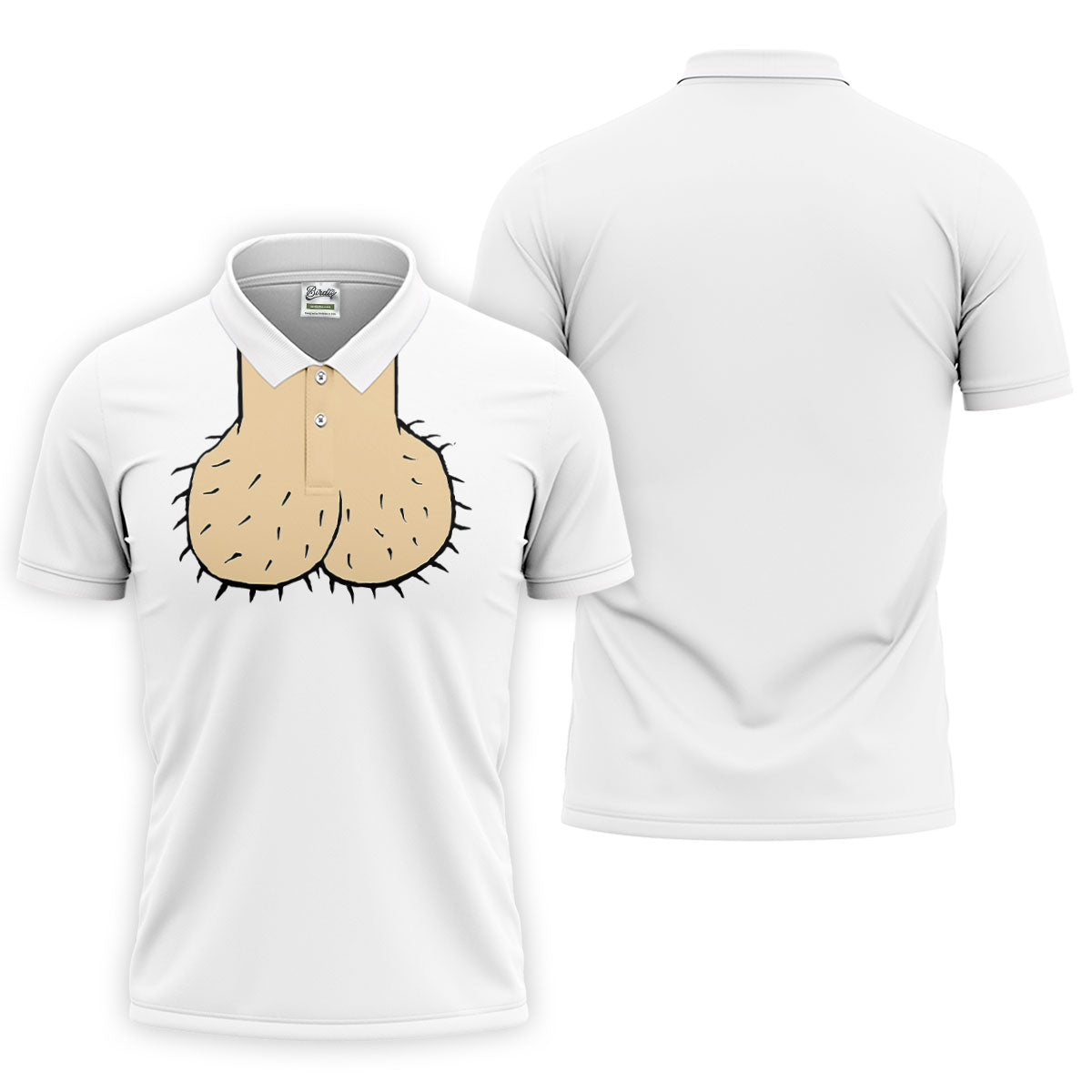 White Funny Dickhead Faux Chest Golf Shirt, Adult Gag Gift Shirt, Rude Humor Shirt