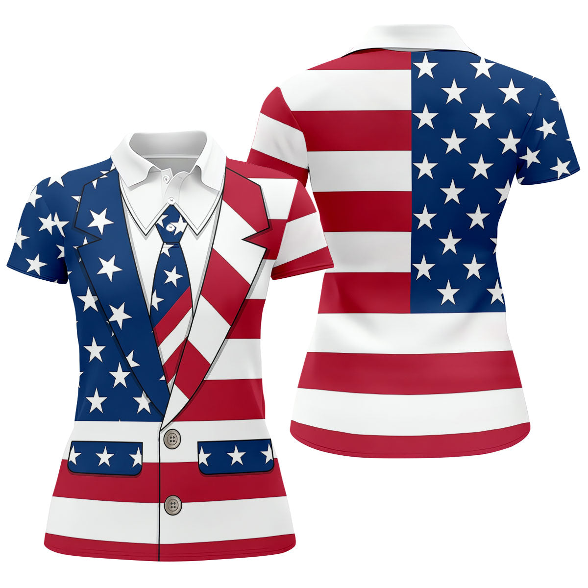 US Flag Costume Patriotic 4th Of July Golf Shirt, 250 Years Golf Shirt For Women