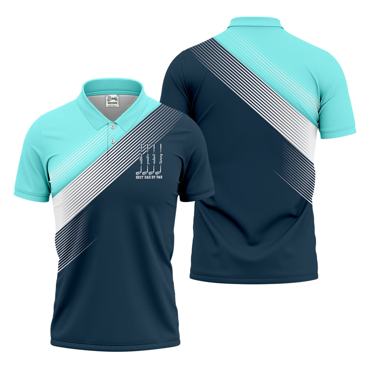 Best Dad By Par Diagonal Striped Father's Day Golf Shirt, Golf Gift For Dad, Polo Shirtor Men