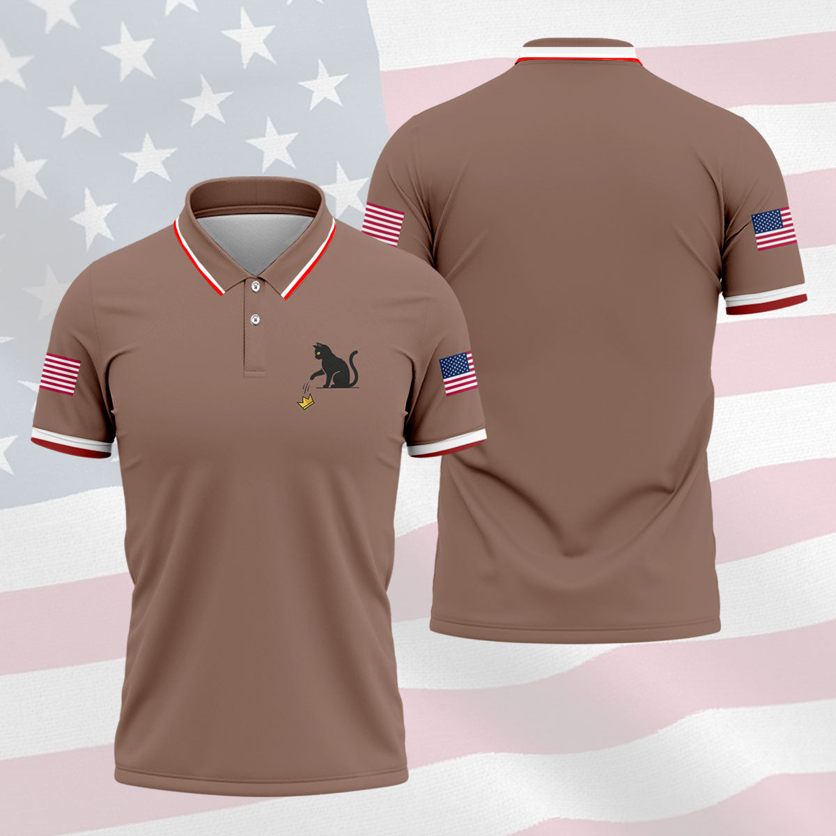No King Naughty Cat 250 Years Patriotic Golf Shirt, Golf Shirts For Men, 4th Of July Golf Shirt