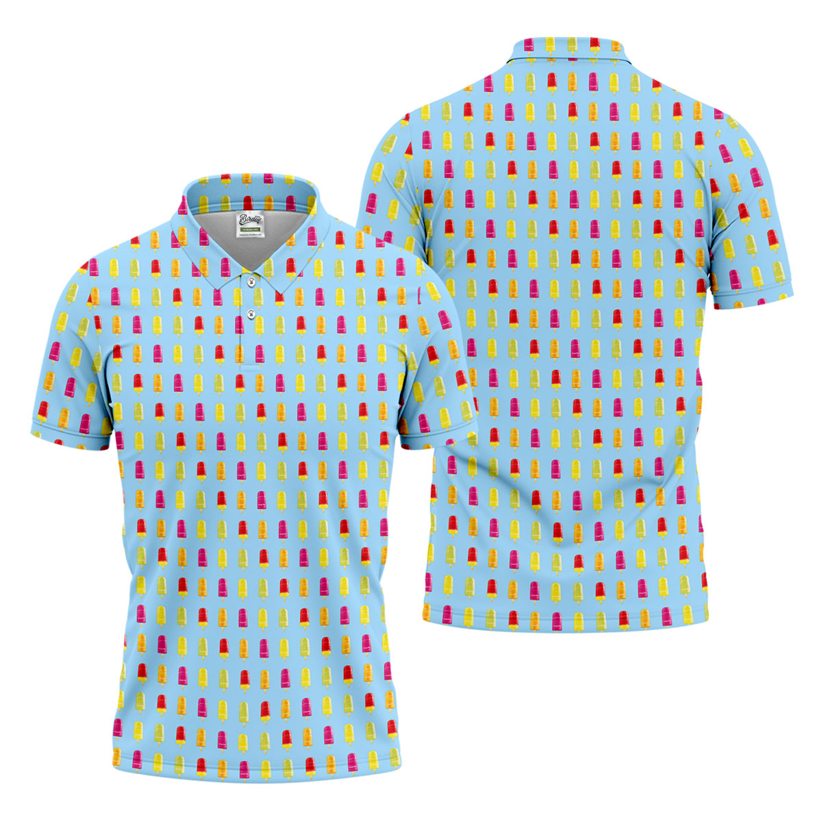 Colorful Popsicle Summer Pattern Golf Shirt, Mens Golf Polo, Printed Golf Shirts