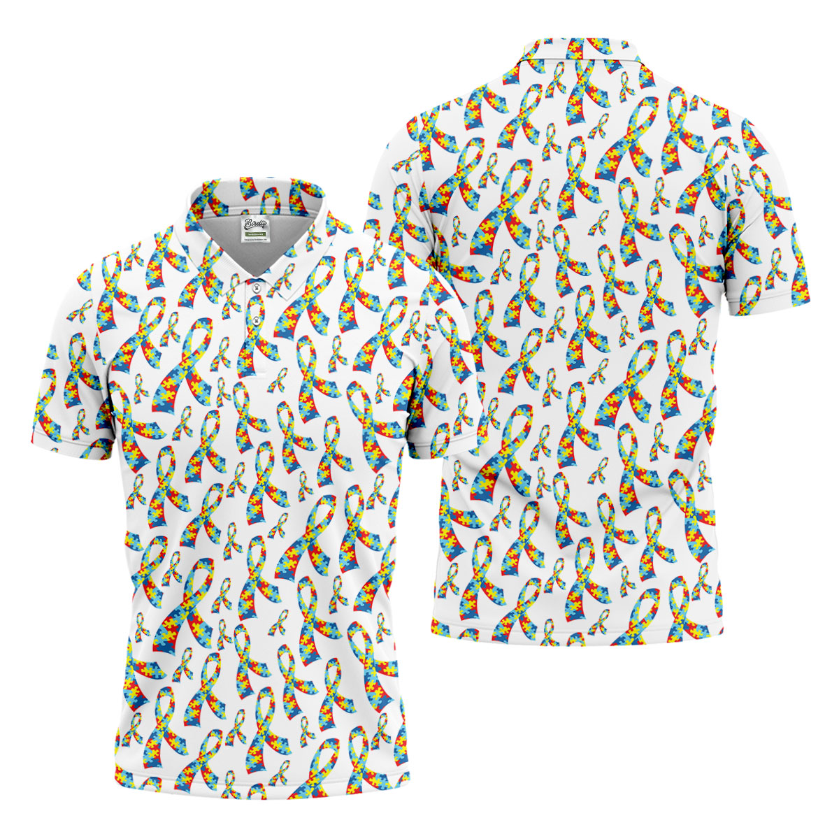 Autism Awareness Ribbon Golf Tops For Men, Autism Ribbon Polo ShirtFor Men, Golf Shirts For Men