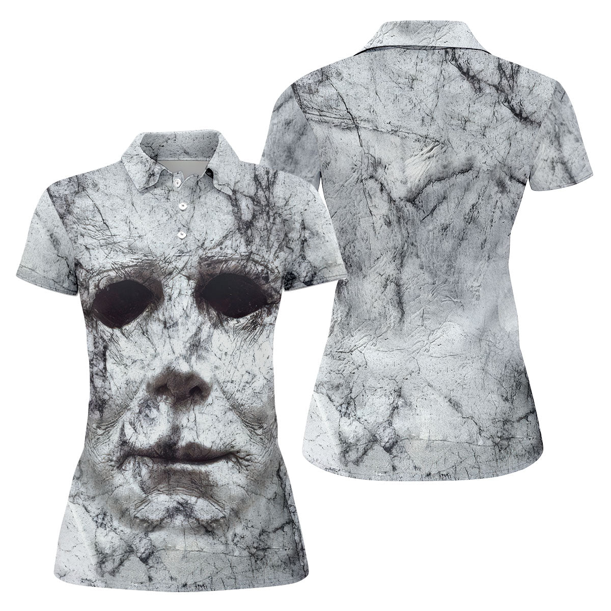 Halloween Michael Myers Horror Face Ladies Golf Polos, Horror Cosplay Women's Golf Tops, Halloween Golf Shirt