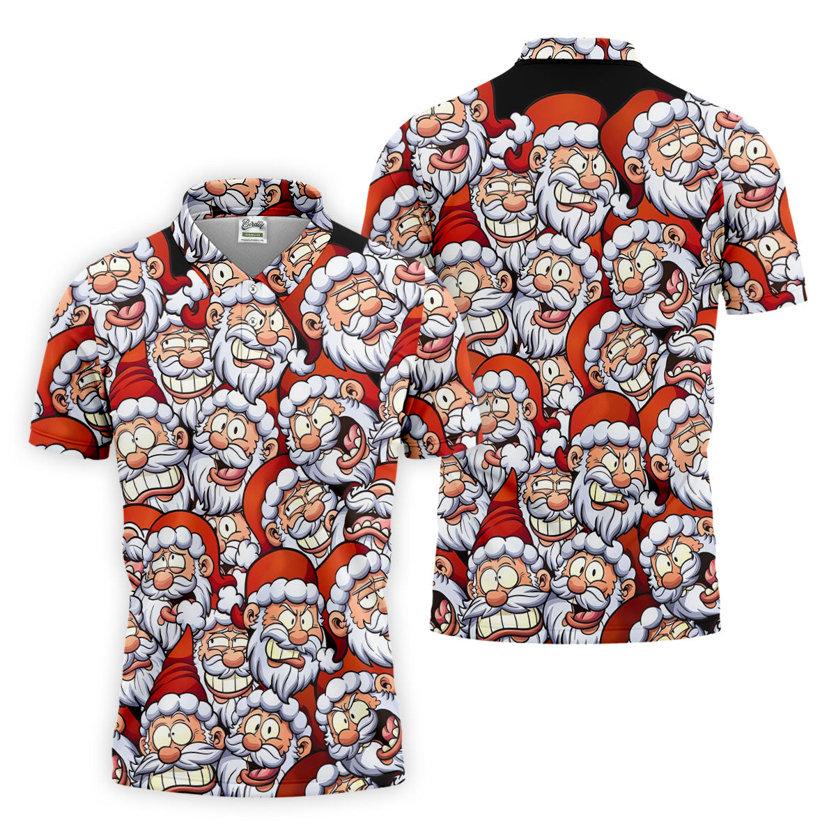 Santa Claus Face Fun Golf Shirts For Men, Christmas Golf Shirt, Polo ShirtFor Men, Golfing Apparel