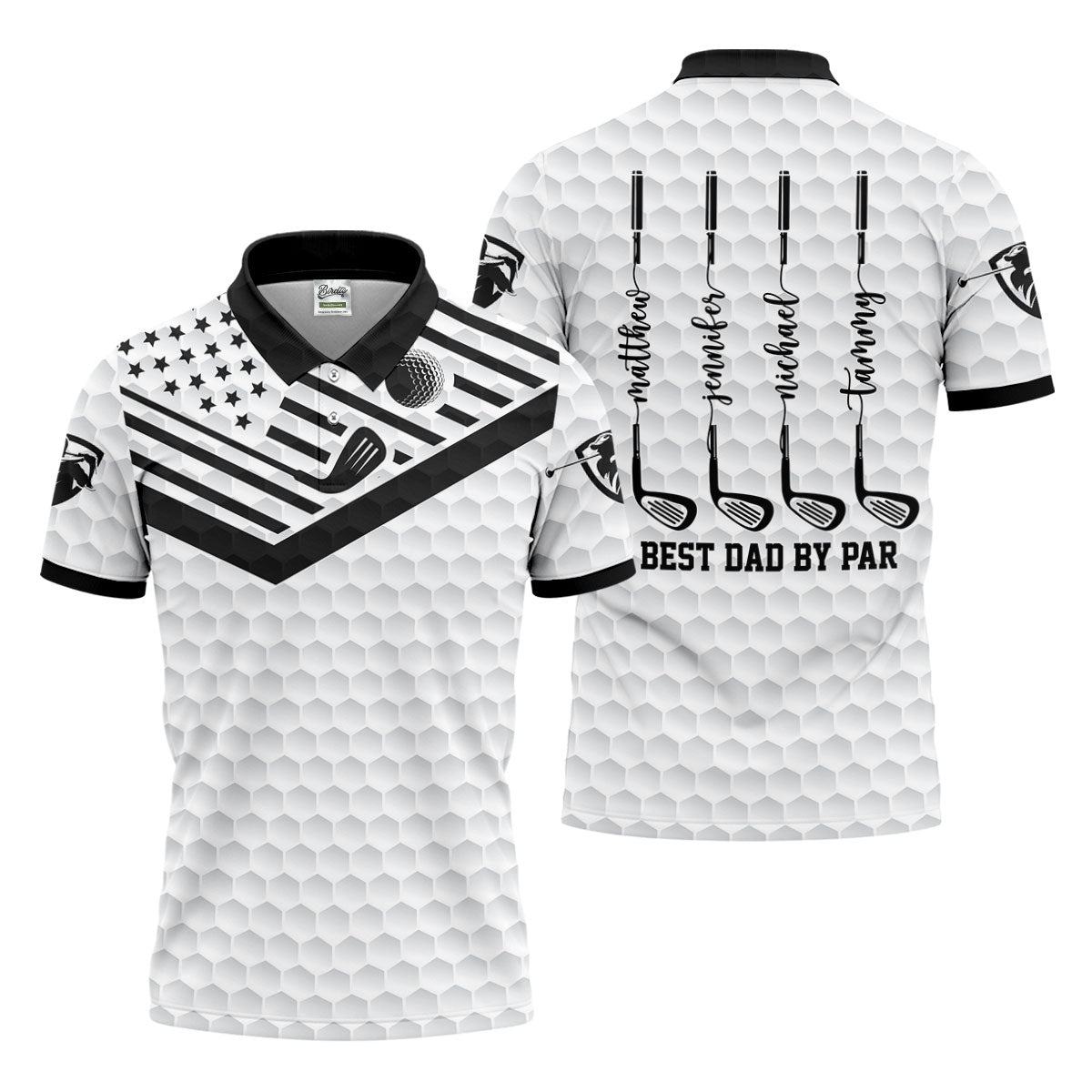 Best Dad By Par US Flag Pattern Father's Day Golf Shirt, Golf Gift For Dad, Personalized Gifts For Dad