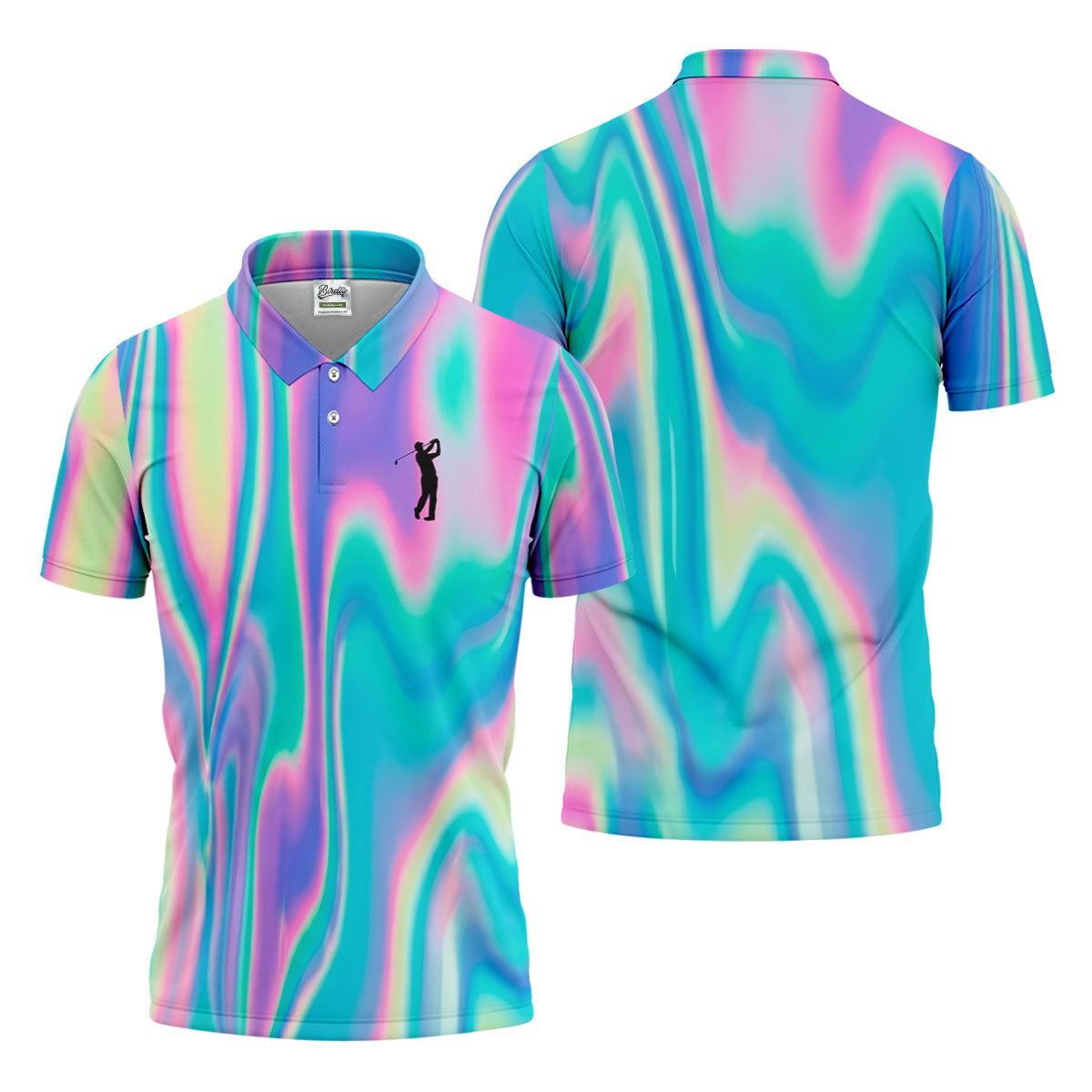 Shimmering Gradient Pattern Golf Shirts For Men, Polo ShirtFor Men, Golfing Apparel