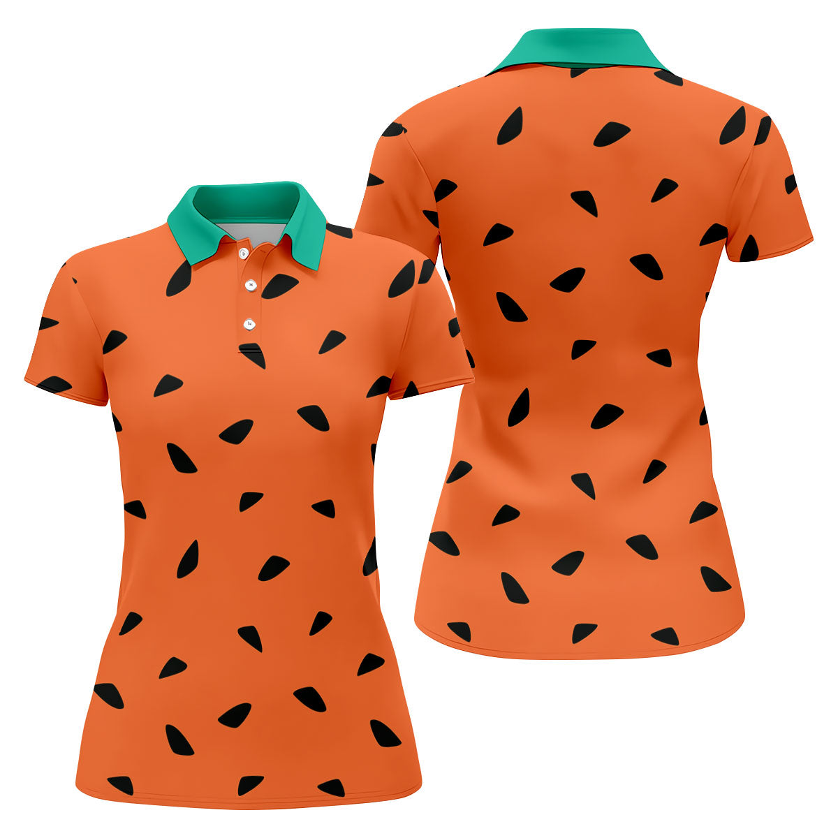 Watermelon Slice Golf Top, Orange Summer Design, Golf Shirts For Women
