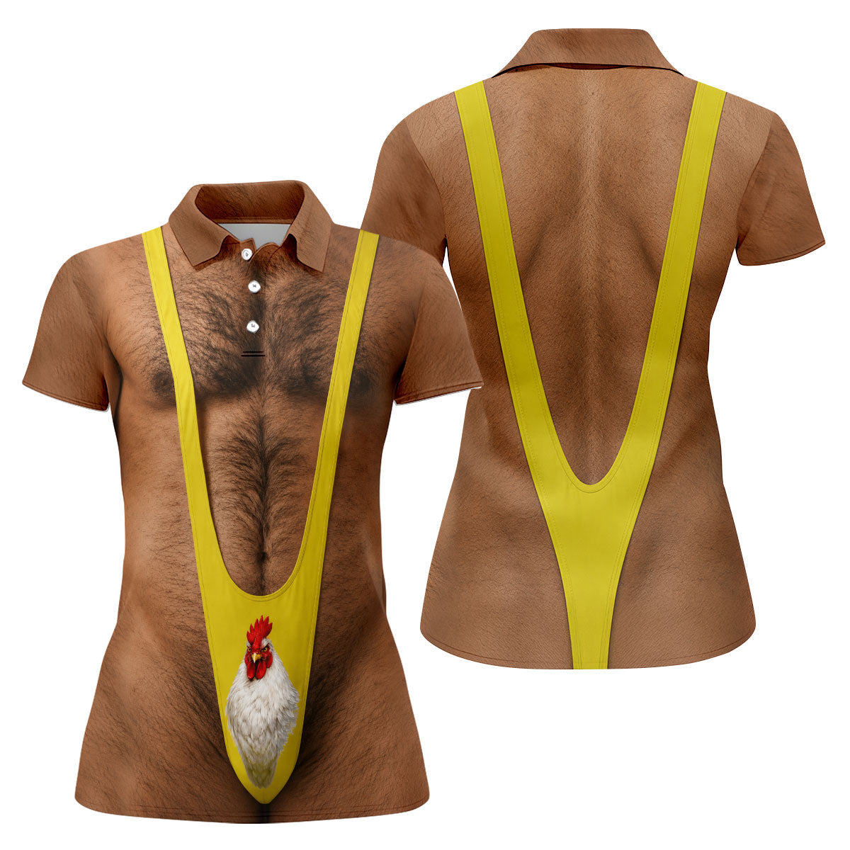 Funny Chicken Yellow Singlet Body Golf Shirt, Women’s Golf Polo, Printed Golf Shirt