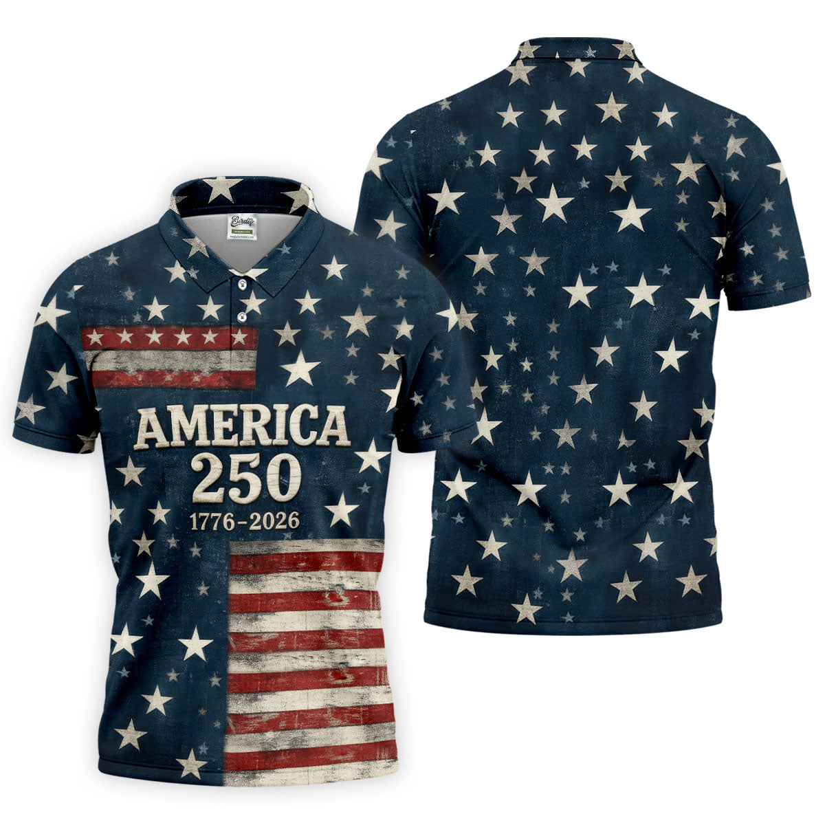 America 250 Distressed Flag 4th Of July Golf Shirt, Stars And Stripes Vintage Patriot Golf Shirts For Men