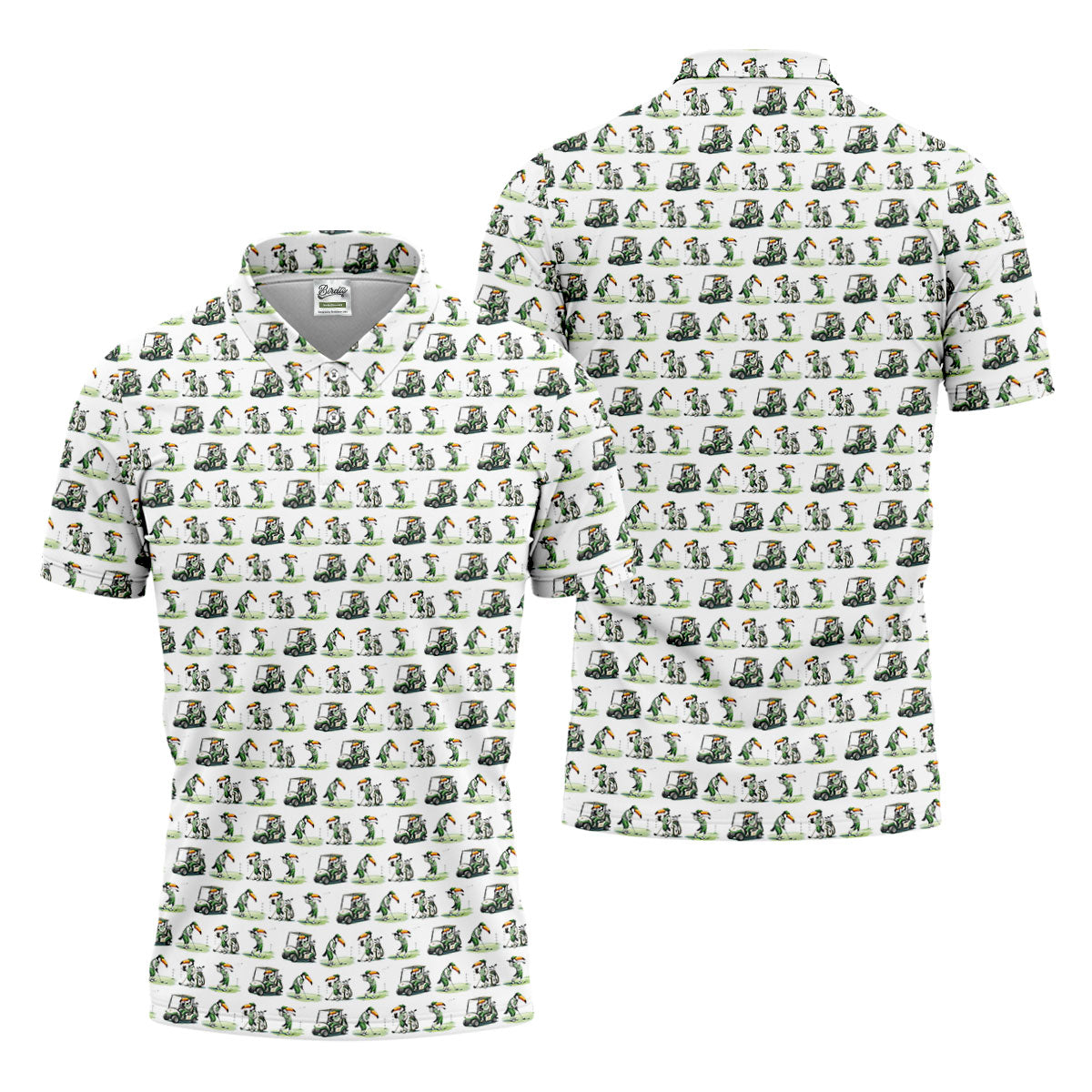 Funny Toucan Golf Pose White And Green Golf Tops For Men, Polo ShirtFor Men, Golf Shirts For Men
