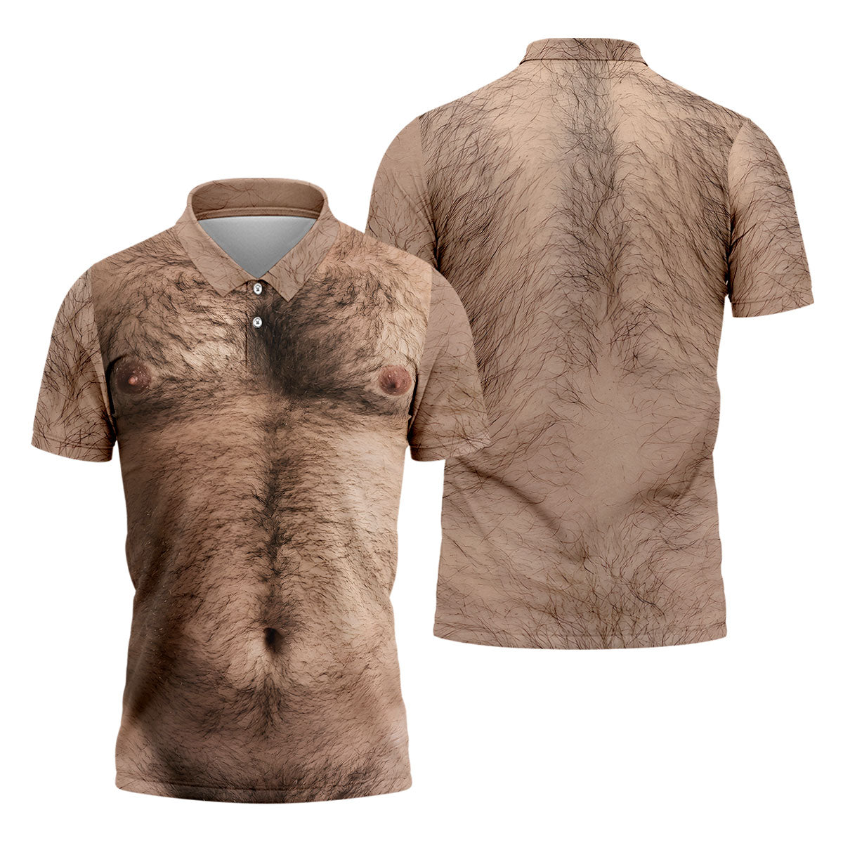 Funny Hairy Chest Golf Shirt, Men's Funny Golf Shirts, Beer Belly Gag Gift For Dad, Polo ShirtFor Men