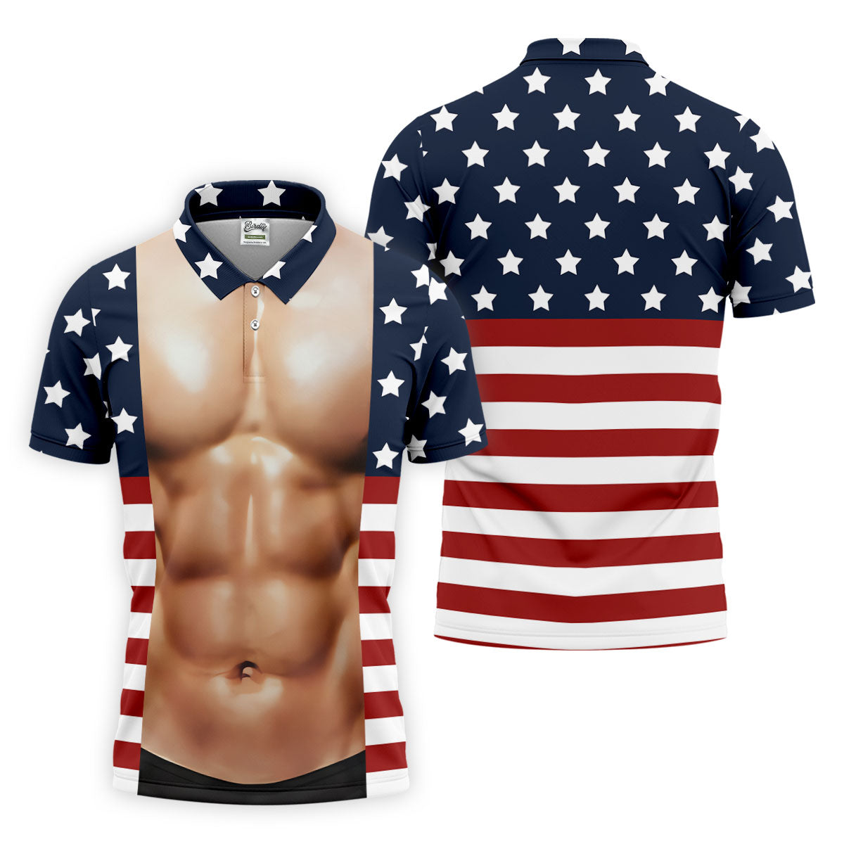 American Flag Pattern Men's Funny Golf Shirts, 250th Anniversary Performance Golf Shirt, Polo Shirt Men