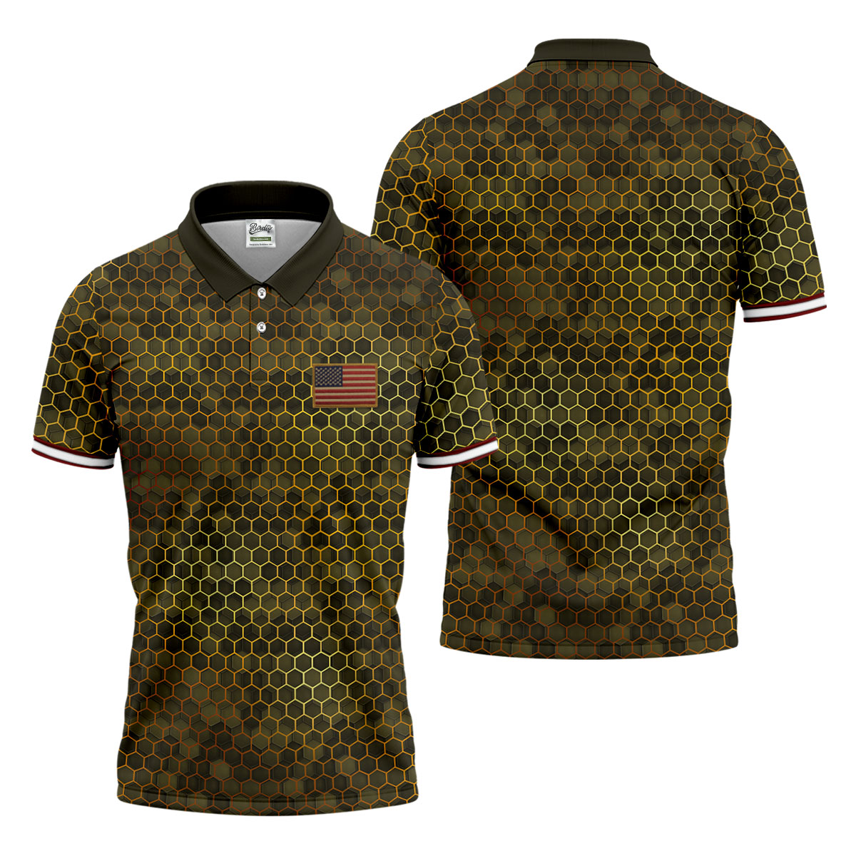Hexagonal Camo Patriotic 4th Of July Golf Shirt, 250 Years Polo Shirtor Men