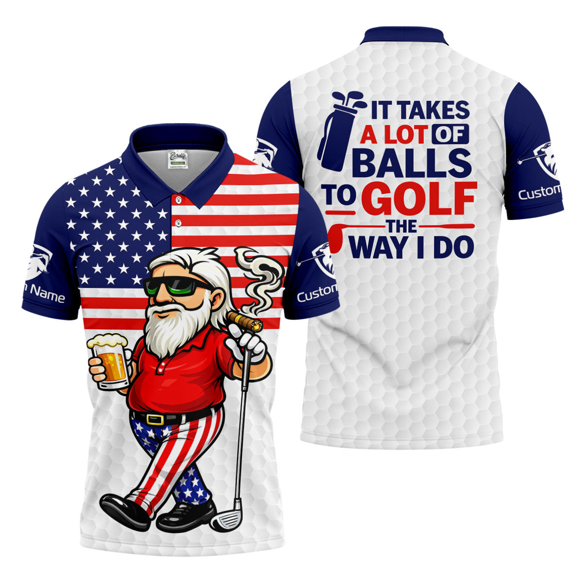 It Takes A Lot Of Ball To Golf The Way I Do Patriotic Man 4th Of July Golf Shirt, 250 Years Polo Shirt Men
