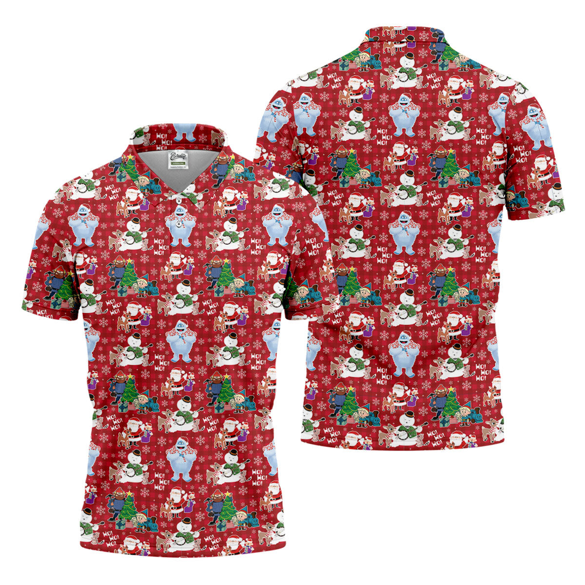 Ho Ho Ho Santa Snowman Men's Golf Polo Shirt Christmas Golf Shirt, Polo ShirtFor Men