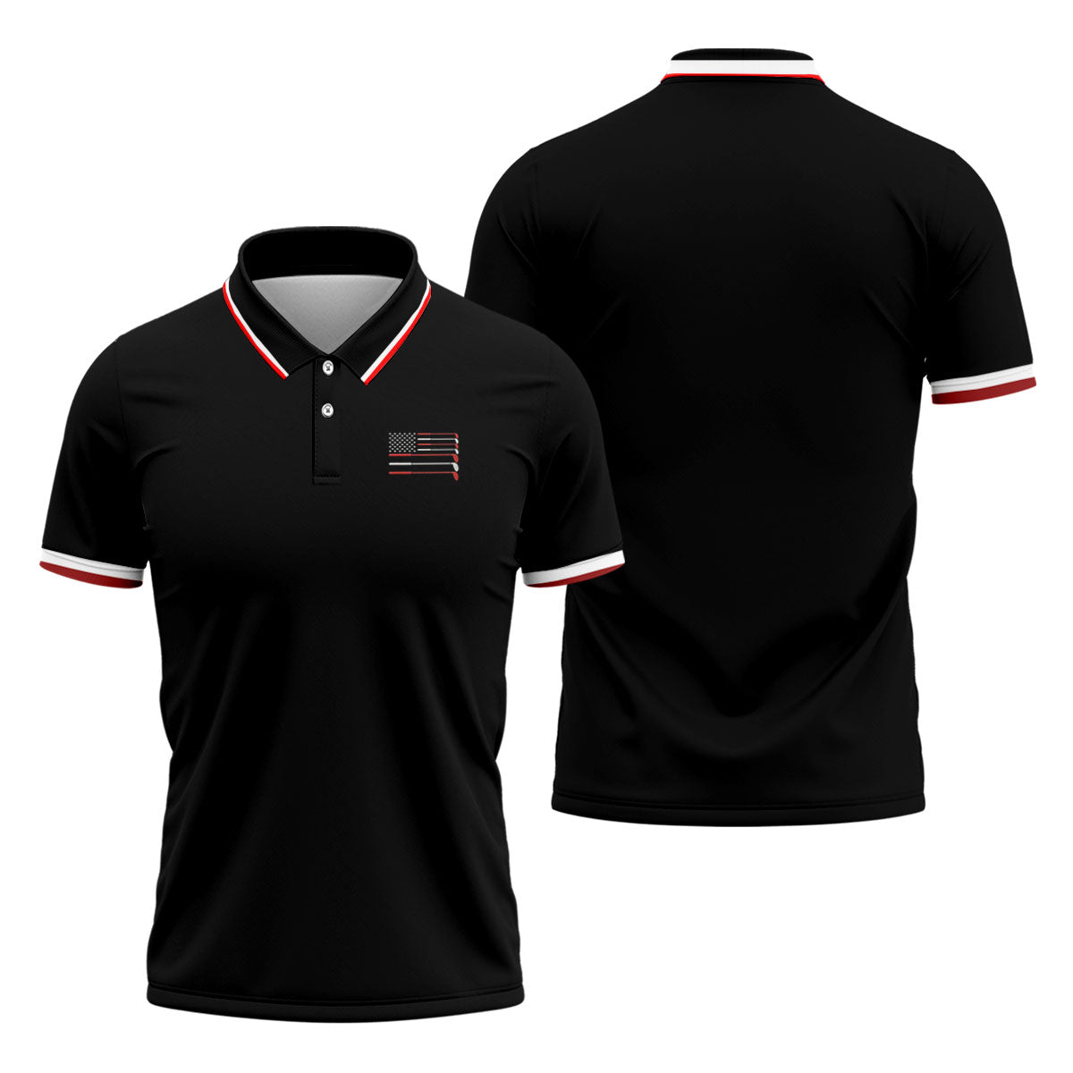 Golf Clubs US Flag Logo 250 Years Black Golf Shirt, Patriotic 4th Of July Golf Shirts For Men
