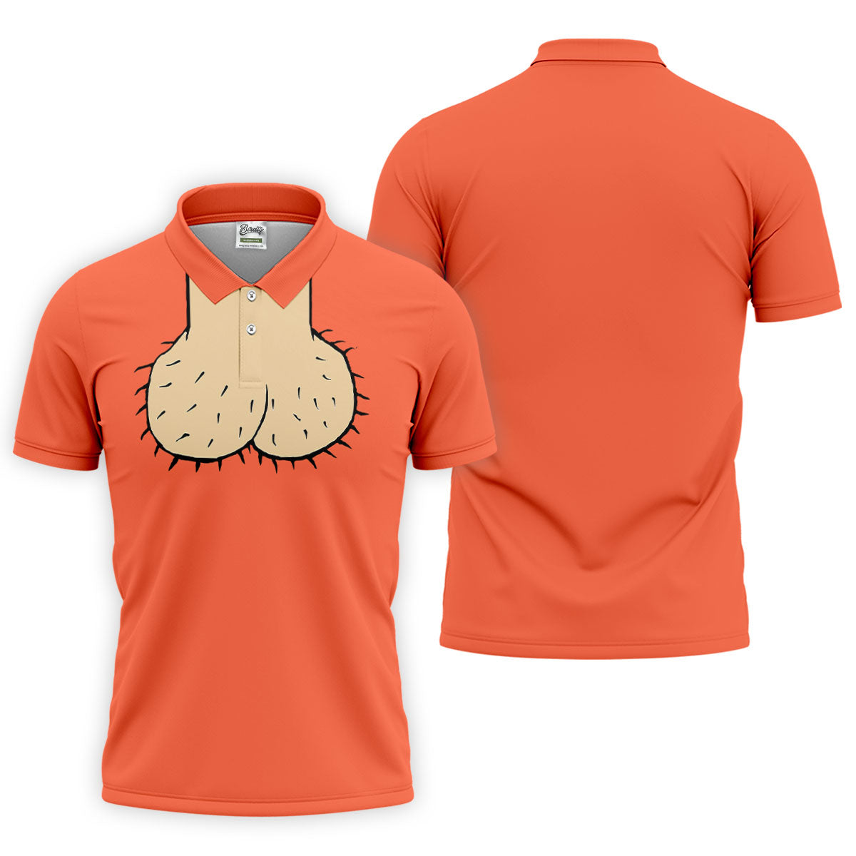 Orange Funny Dickhead Faux Chest Golf Shirt, Golf Shirts For Men, Mens Golf Apparel