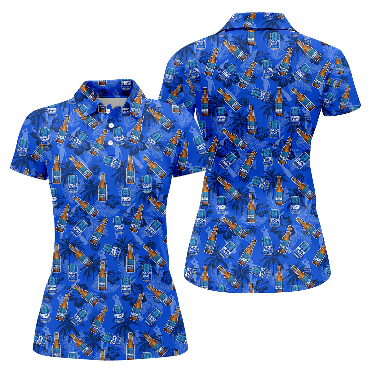 Drive Light Golf And Beer Tropical Pattern Fun Golf Shirt, Golf Shirt For Women, Ladies Golf Shirts
