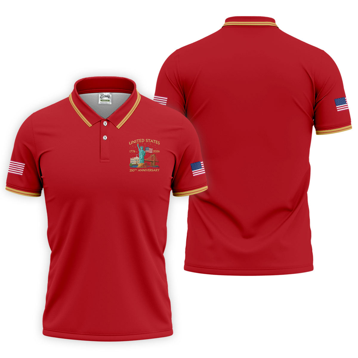 America 1776-2026 Patriotic Golf Polo ShirtS 250th Anniversary 4th Of July Golf Shirts For Men