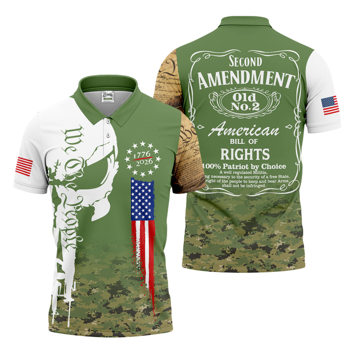American Bill Of Rights Father's Day Camo Golf Shirt, 250 Years 4th Of July Polo Shirt Men