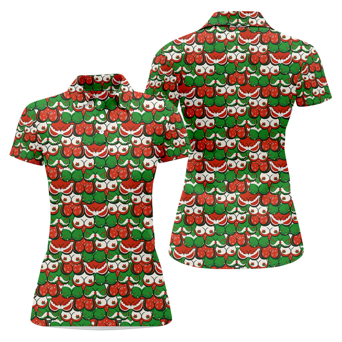 Funny Christmas Red And Green Women's Golf Tops, Christmas Golf Shirt, Cute Golf Outfit, Golf Gift For Ladies