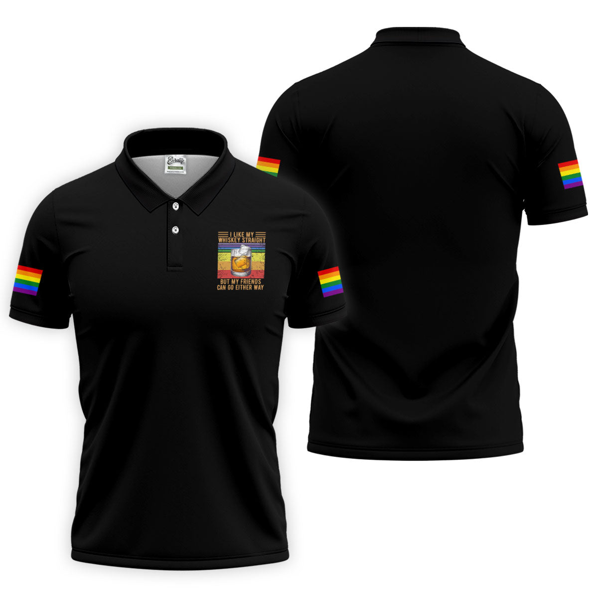I Like My Whiskey Straight LGBT Pride Month Men's Funny Golf Shirts, LGBT Support Pride Shirt