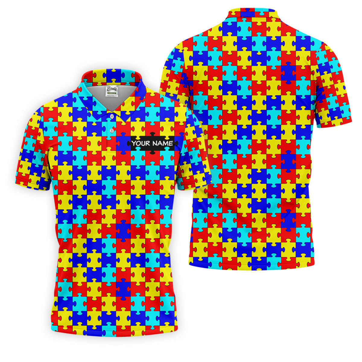Autism Awareness Colorful Puzzle Pattern Golf Tops For Men, Polo ShirtFor Men, Golf Shirts For Men