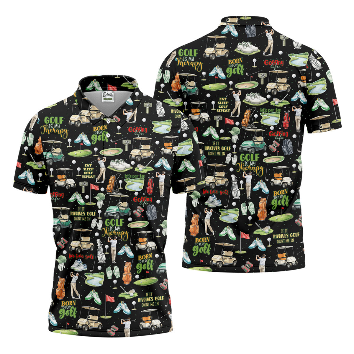 Born To Play Golf Let's Par Tee Black Golf Shirt, Men's Funny Golf Shirts, Golf Shirts For Men, Polo For Men
