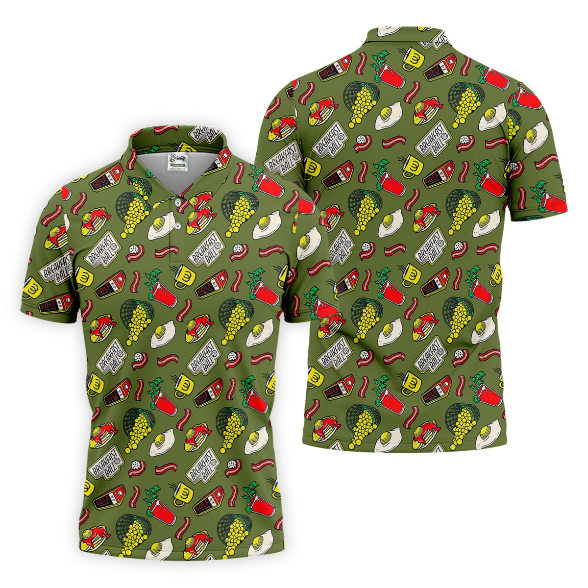 Breakfast Balls Golf Tops For Men, Men's Funny Golf Shirts, Golf Shirts For Men, Polo Shirtor Men