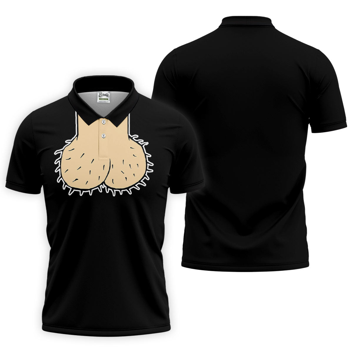 Black Funny Dickhead Faux Chest Golf Shirt, Men's Golf Shirt, Polo Shirts For Men