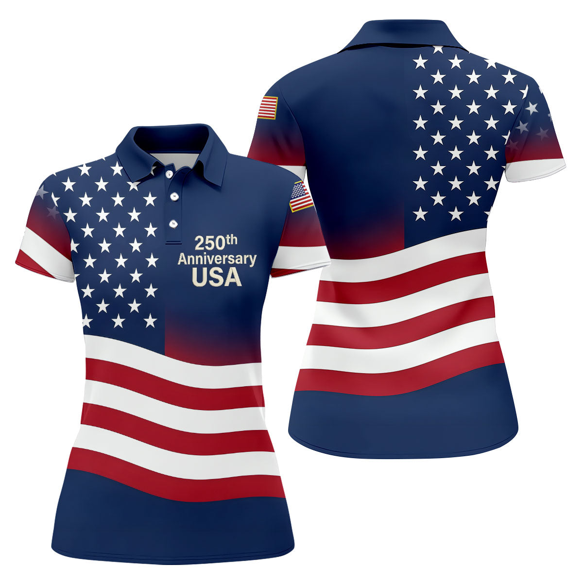 250th Anniversary USA Flag Pattern 4th Of July Golf Shirt, Patriotic Golf Shirt, Golf Shirt For Women