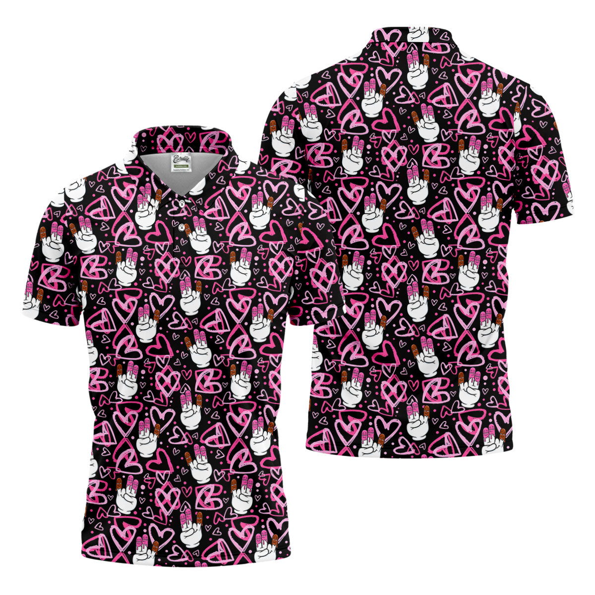 Chocolate Fingers Adult Humor Heart Pattern Fun Golf Shirts For Men, Valentines Golf Gift, Polo ShirtFor Men