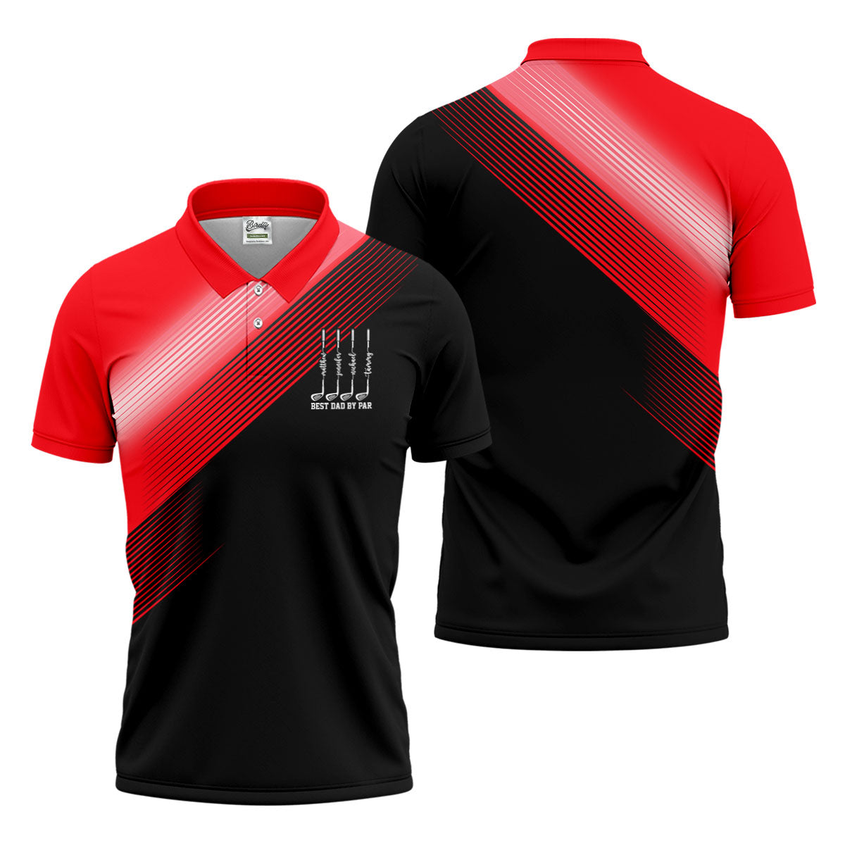 Best Dad By Par Diagonal Striped Father's Day Golf Shirt, Golf Gift For Dad, Polo Shirtor Men