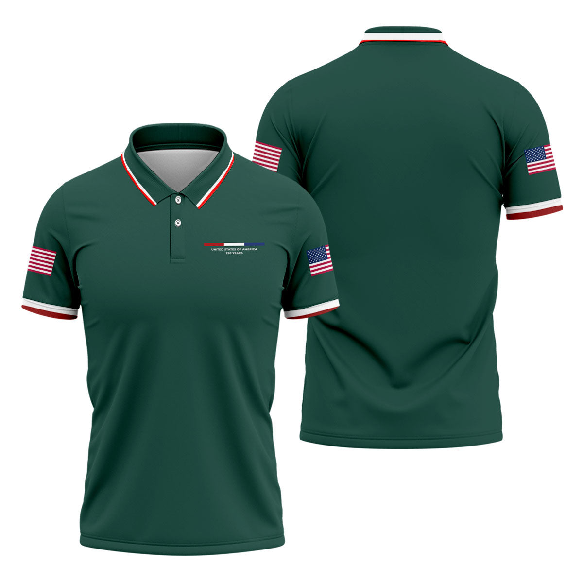 United States Of America 250 Years Green Golf Shirt, Patriotic Golf Shirt, Golf Shirts For Men