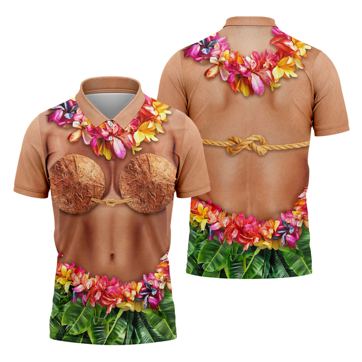 Tropical Theme Party Hawaiian Golf Shirt, Men's Funny Golf Shirts, Polo Shirt Men