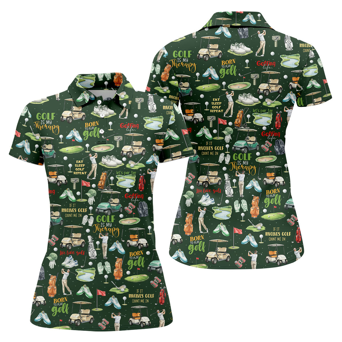 Born To Play Golf Let's Par Tee Green Golf Shirt, Fun Women's Golf Shirts, Ladies Golf Shirts, Golfing Apparel