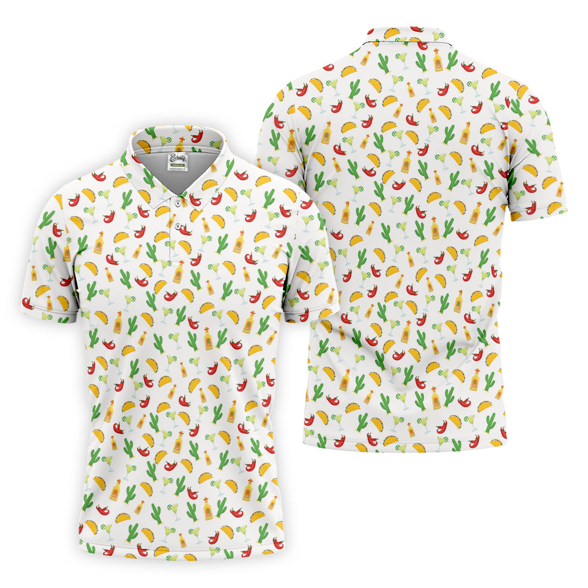 Tropical Vibe Hawaiian Pattern White Golf Shirt, Golf Tops For Men, Golf Gift For Men