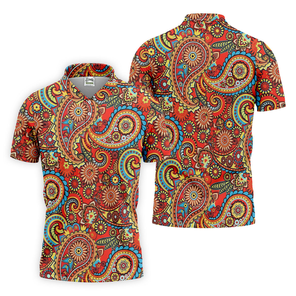 Paisley Design Golf Tops For Men, Boho Pattern Golf Shirts For Men, Polo Shirtor Men