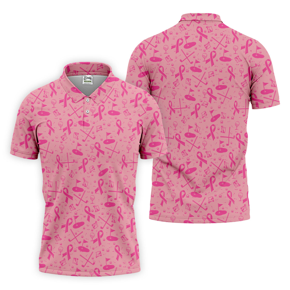 Awareness Ribbon Light Pink Golf Shirt, Cancer Awareness Shirt, Polo ShirtFor Men