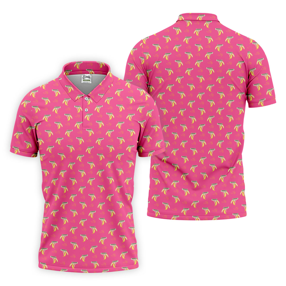 Funny Banana Hot Pink Golf Shirt, Golf Tops For Men, Golf Shirts For Men, Polo ShirtFor Men