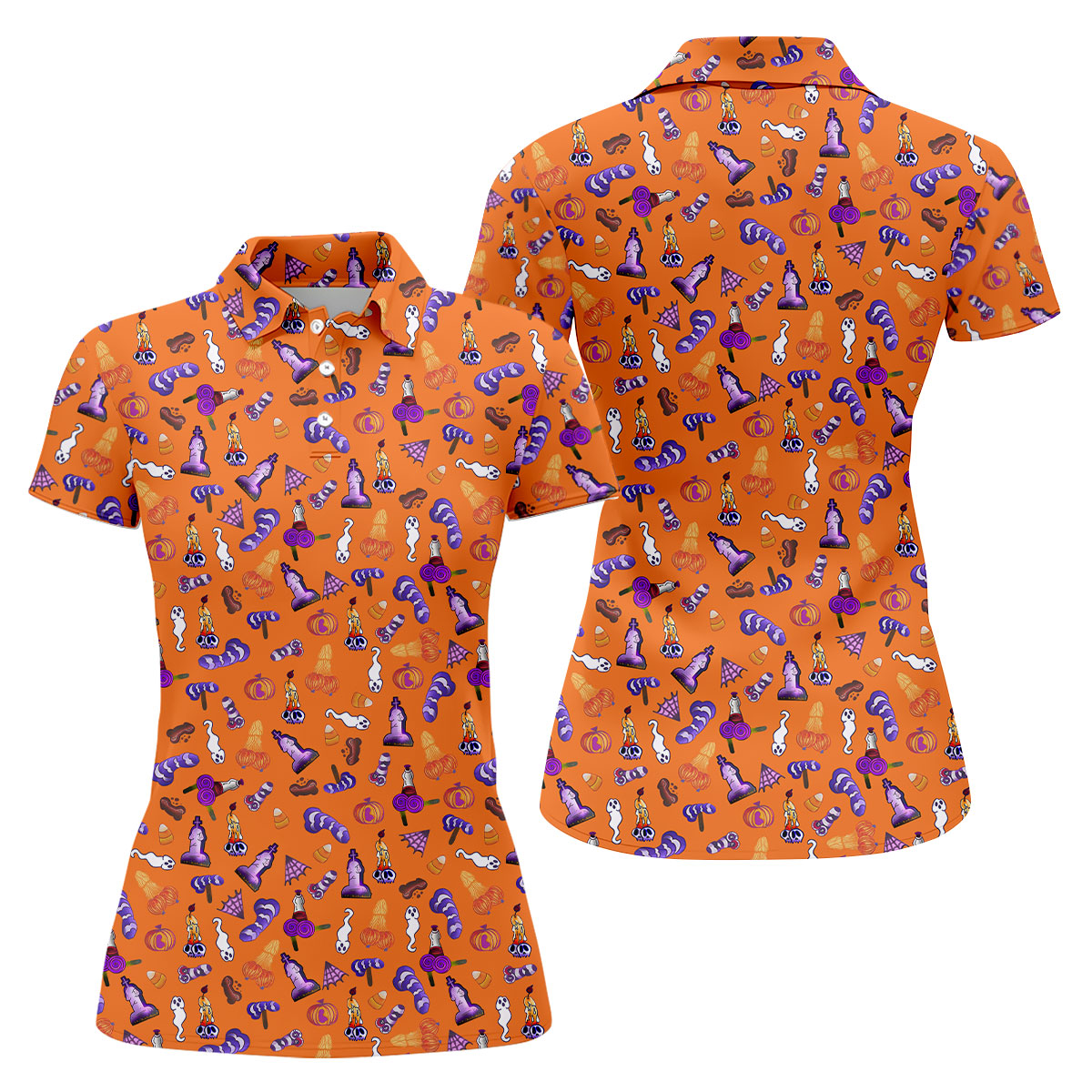 Funny Dirty Orange And Purple Halloween Golf Shirt, Funny Golf Shirts Women, Ladies Golf Shirts